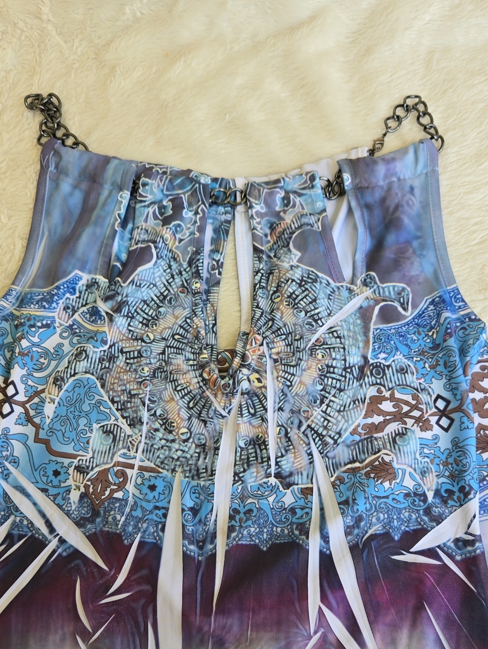 Cristinalove Blue & Purple Patterned Halter Mini Dress - Picture 11 of 13